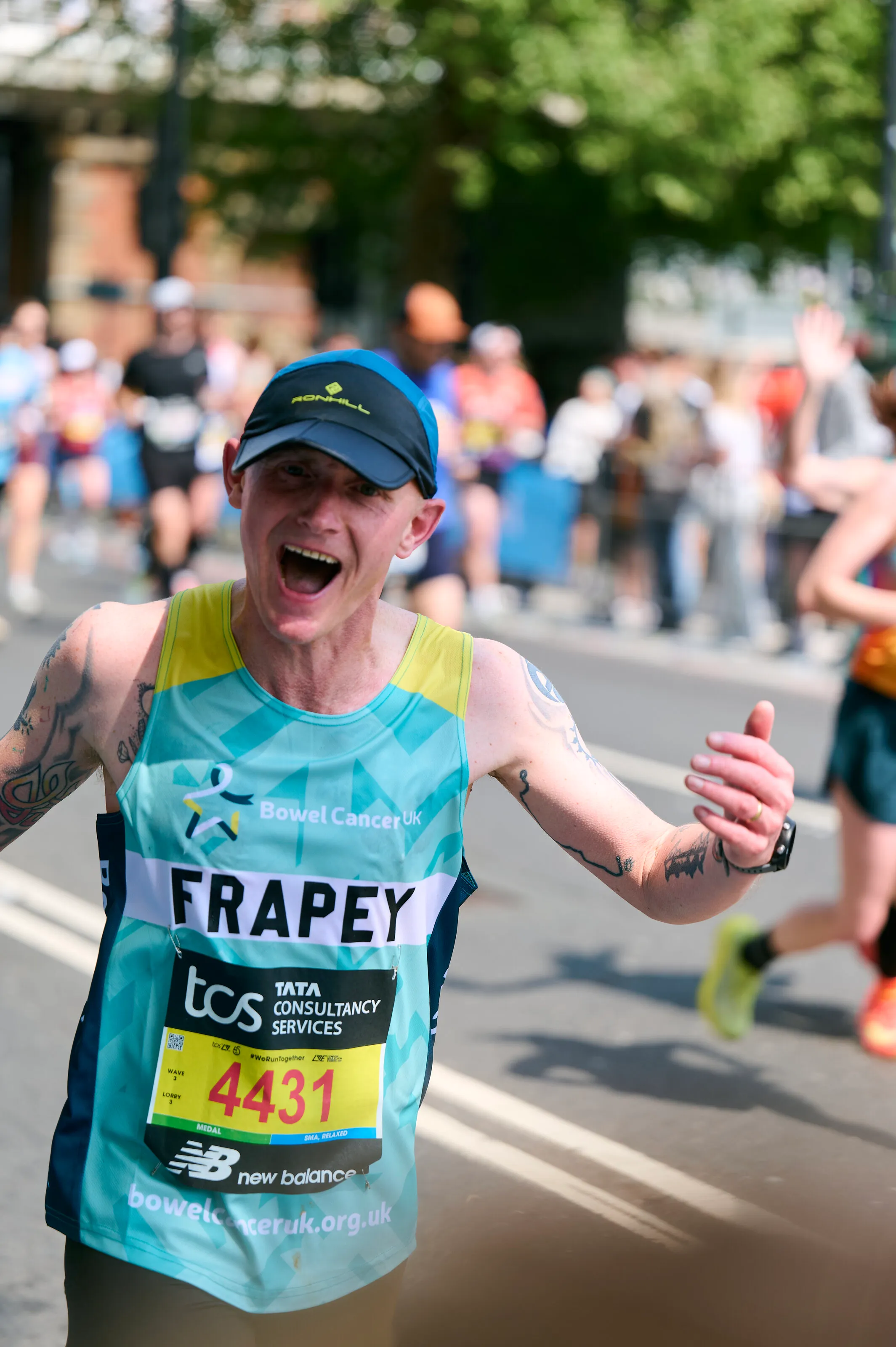 Celebrating nearing the end of his run