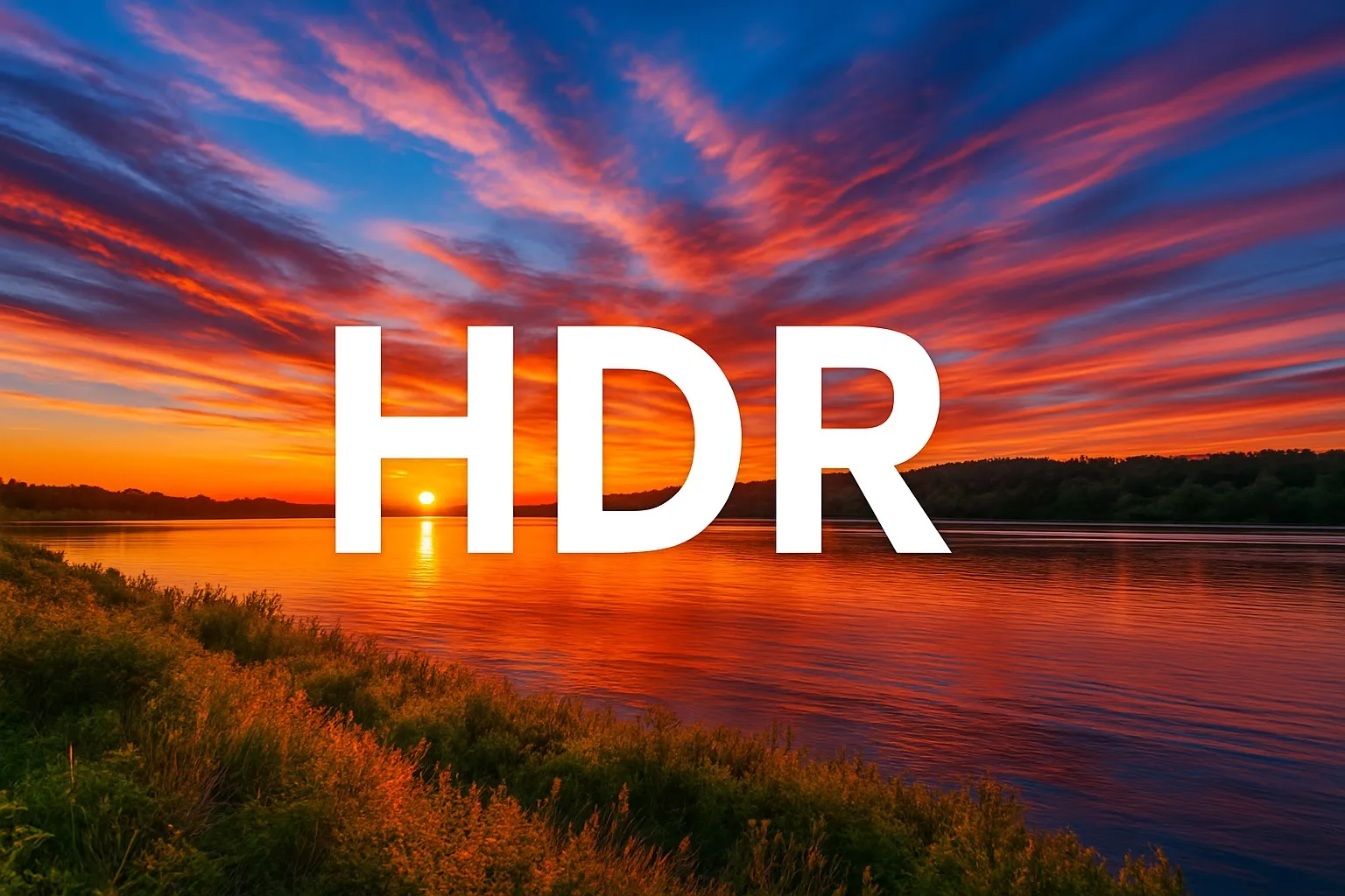 Before and after HDR example with sunset scene