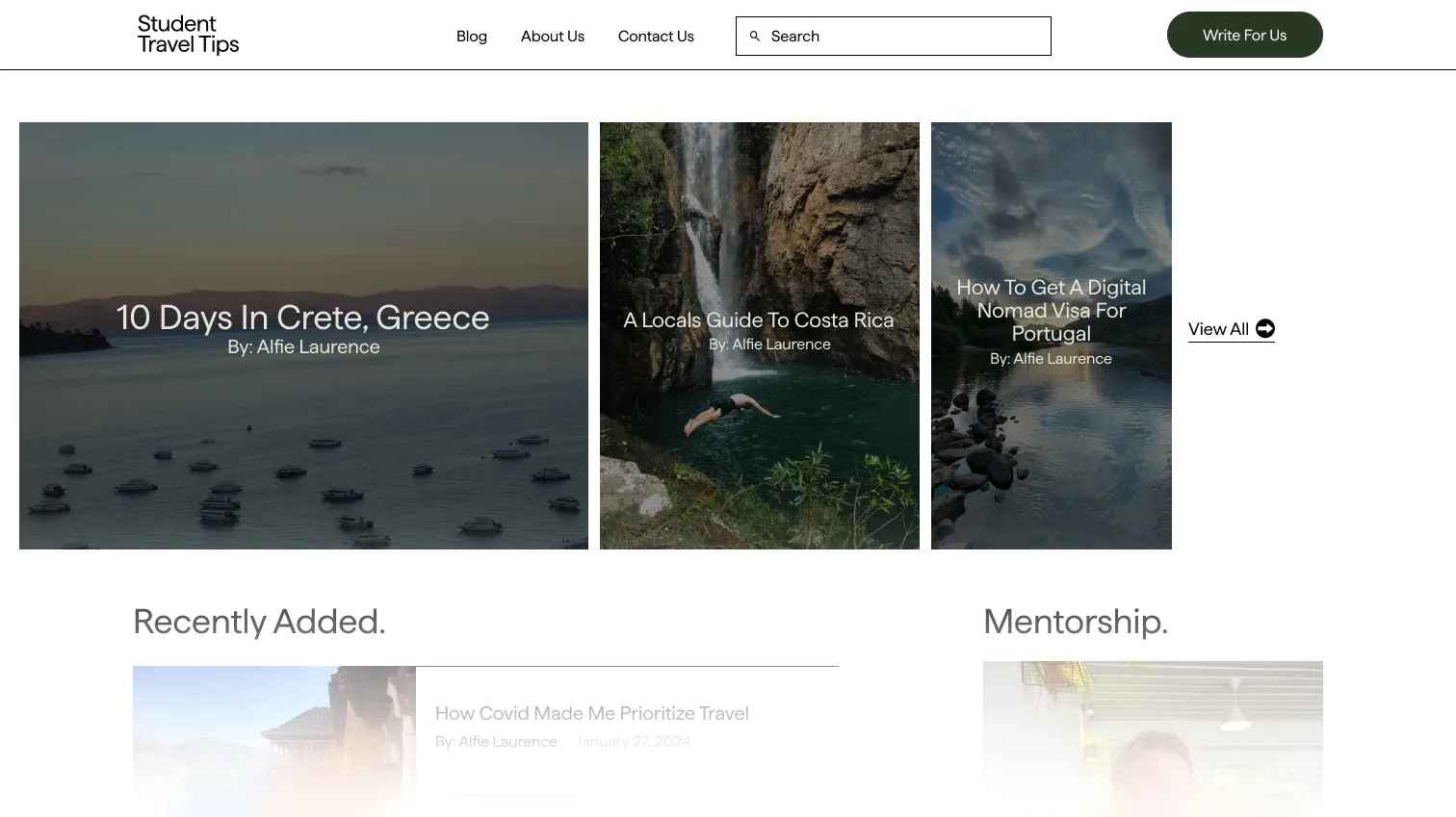 Student Travel Tips website preview